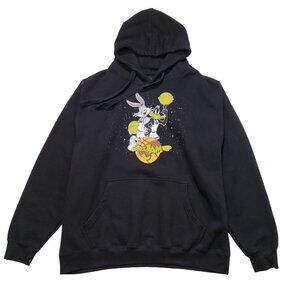 Space Jam Black Hoodie Featuring Bugs Bunny & Daffy Duck Graphic Print 2XL